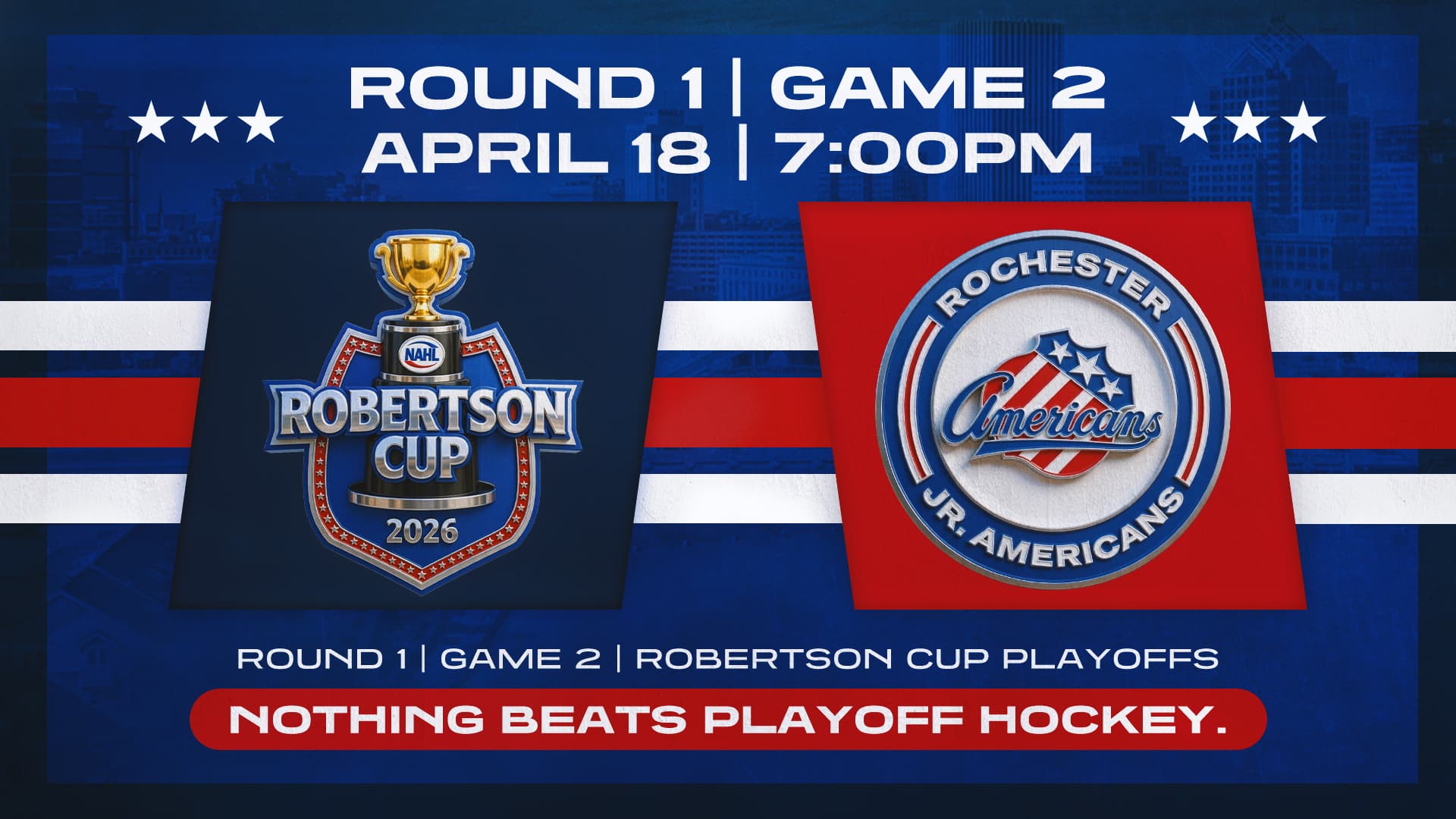 Rochester Jr Americans MATCH UP Graphic round 1, game 2